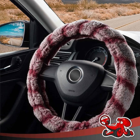 Dsv Standard Universal Fluffy Faux Wool Steering Wheel Cover, Brown, 15in 99300A